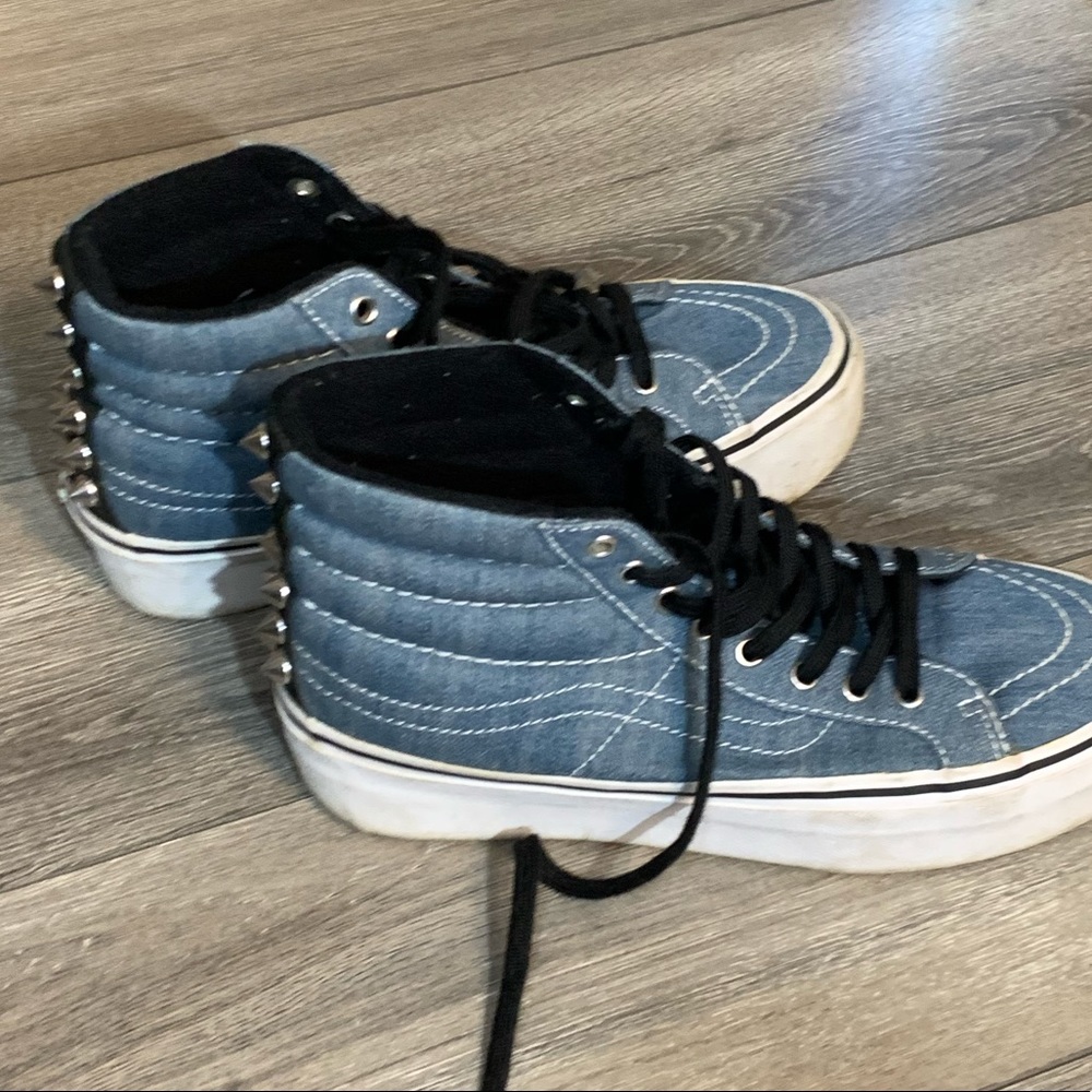 PUNK ROCK Denim VANS with spike rivets - Picture 5 of 8